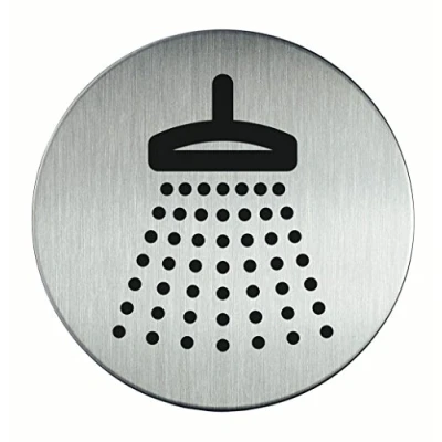 Bild av Durable 493823 symbolskylt &quot;Dusch&quot;, Ø 83mm, silverfärgad