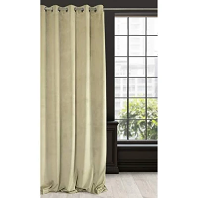 Bild av Eurofirany RIA Mörkläggningsgardin, Ogenomskinlig, Satänggardin med Öljetter 1st. Extra Lång Gardin, Elegant, Vanlig, Vardagsrum, Sovrum, Densitet 290 g/m², 140x250 cm, Beige