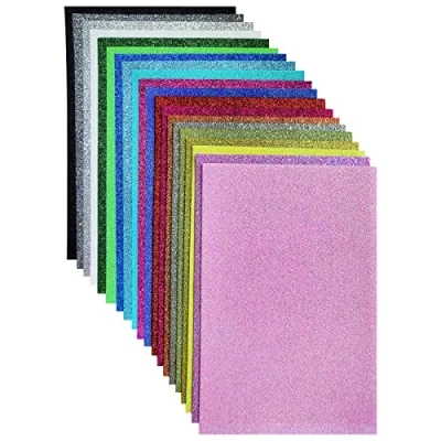 Bild av Glitter filttyg, glitterlakan, 20 x 30 cm filtglitter för hantverk, st pack glitterfilt tyg kvadrat fest projekt