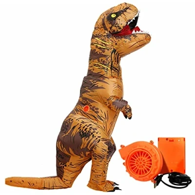 Bild av WeYingLe T Rex uppblåsbar kostym, halloween dinokostym barn för cosplay fest, halloween, dinosauriekostym och småbarn (dinosaurie), 120cm 140cm, WKD003