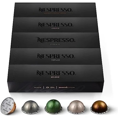 Bild av Nespresso VERTUO, urval av signature kaffe (230 ml), Gran Lungo (150 ml) och dubbel espresso (80 medium till mörk rostning, kompatibel med VERTUO kapselmaskiner, set 50 kaffekapslar