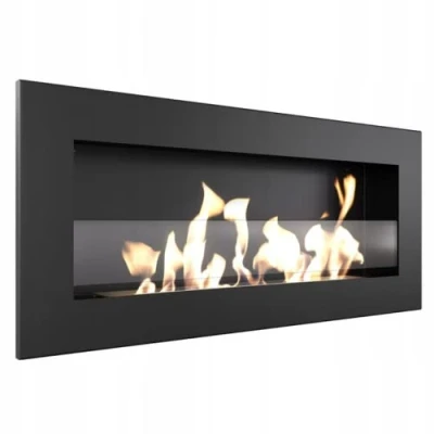 Bild av Cheminée murale au bioéthanol DELTA SLIM noir avec vitrage TÜV