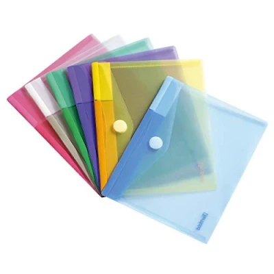 Bild av Djois made by Tarifold 6 kuvert plast portfölj Scratch stängning A5 färger (blå) lila, grön, gul, rosa, transparent) 510259