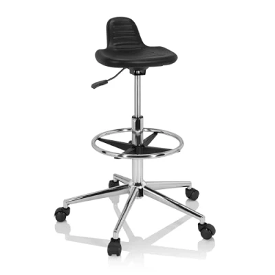 Bild av hjh OFFICE 830099 Arbetsstol arbetspall TOP WORK 03 I, som kan ställas in mycket högt, Ergonomisk sits i hårdskum, Bekväm fotring, höjdjusterbar
