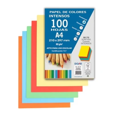 Bild av Dohe 30170 Förpackning med 100 A4 papper, 80 g, intensiv flerfärgad