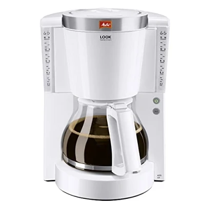 Bild av Melitta Look IV Selection, 1011 03, filterkaffemaskin med glaskanna, håller värmen, aromväljare, vit/borstat stål