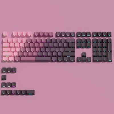 Bild av PBT Keycaps, Double Shot Shine Through Custom Gradient Sidotryckt Keycap, keycap för mekaniska speltangentbord,Pink