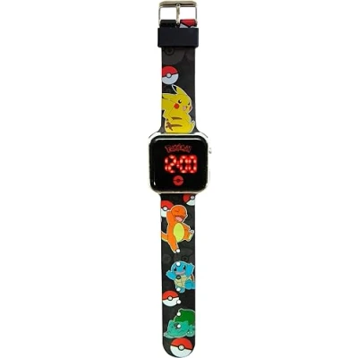 Bild av Kids Licensing Digital klocka för barn, LED klocka, hållbart batteri, kompletta funktioner, justerbar rem, originaldesign, fyrkantig, barnklocka, perfekt som present, Flerfärgad, Pokemon