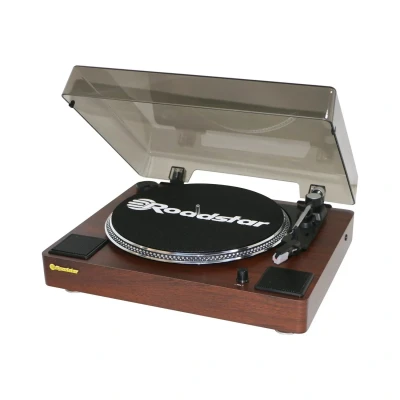 Bild av Roadstar TT 260SPK skivspelare, 3 hastigheter 33/45/78 varv/min, integrerade högtalare, RCA Audio Out, AUX IN, Autostopp, vintage, trä