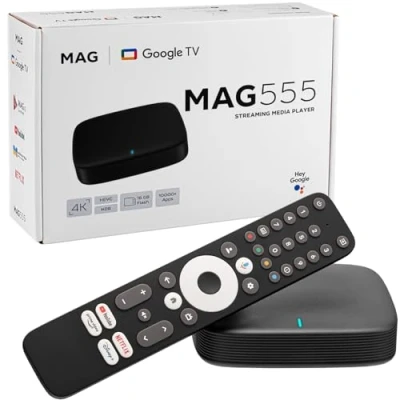 Bild av MAG 555 Original Infomir &amp; hb digital 4K HDR mediaspelare mottagare med Google Assistant, Netflix, Prime Video, Disney+, YouTube, Dolby Atmos