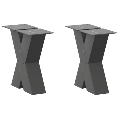 Bild av Soffbordsben X formade 2 st antracit 30x(30 31) cm stål