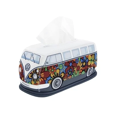 Bild av BRISA VW Collection Volkswagen neopren kosmetisk servettdispenser papper näsdukslåda för badrum i T1 buss husbil design (blomkraft/flerfärgad)