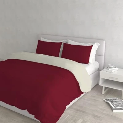 Bild av Italian Bed Linen Parure Täcka Natural Färg, Bordeaux/grädde, Dubbelrum