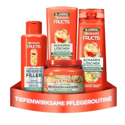 Bild av Garnier Fructis Skadesläckare hårvårdsset för skadat hår, med pro keratin och marulaolja, schampo (250 ml), balsam (200 hårbehandling mask (320 4 delar