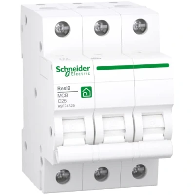 Bild av Schneider Electric R9F24325 skyddsbrytare Resi9 3P, 25A, C egenskaper, 6 kA, vit