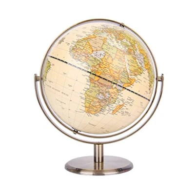 Bild av Exerz 20 cm Världsglob antik glob metallbåge och bas bronsfärg alla riktningar 360 roterande utbildning/geografisk/modern skrivbordsdekoration för skola, hem kontor