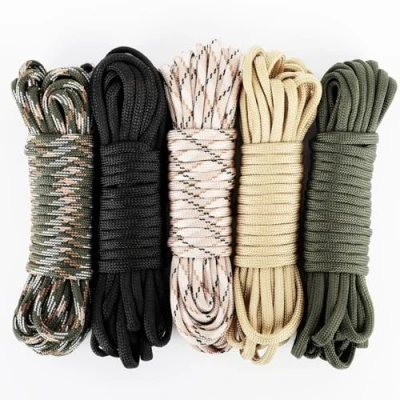 Bild av Romon Paracord 550 rep, 30 meter, paracordset 4 mm, paracordband, snöre, rivbeständigt, solsegel med 7 kärnor, överlevnadsparacord, repsnöre, 5 färger/6 meter