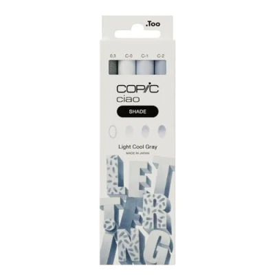 Bild av Copic Ciao Shade Set Light Cool Gray, 3 tvillingmärkpennor med en medelbred och penselspets, inkl. multiliner Gray 0,3 mm