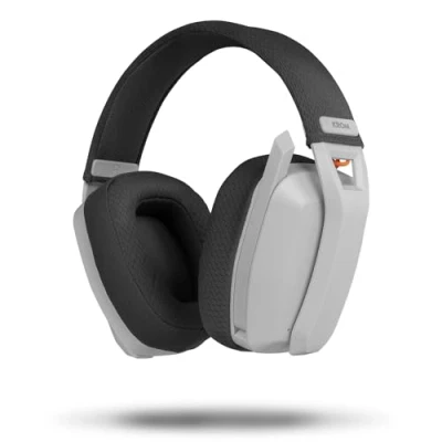 Bild av KROM KANJI Trådlöst headset, Bluetooth 5.3, 2.4Ghz eller USB anslutning, 40 mm högtalare, inbyggd volymkontroll och mikrofon, justerbart lätt huvudband, vit