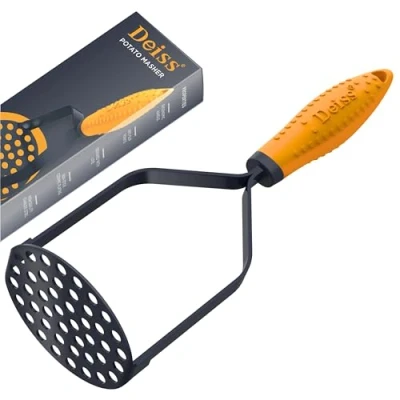 Bild av Deiss PRO Heavy Duty Stainless Steel Potato Masher with Non Slip Rubber Handle High Quality Hand Held for Struggle Free Mashing Dishwasher Safe Vegetable and Fruit