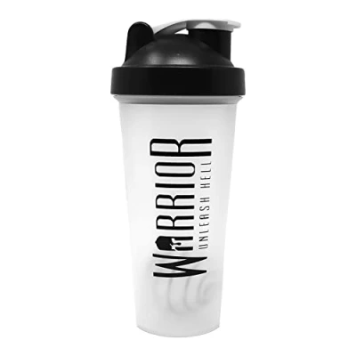 Bild av Warrior Protein Shaker flaska, inkluderar Wire Mixball mixer 600 ml perfekt för att blanda pulvershakes, klar, BPA fri, diskmaskinssäker