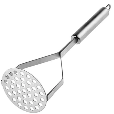 Bild av KADAX Potatismosare med perforerad platta, grönsaksmassa av rostfritt stål, köksbehållare ovalt handtag, potatispress, perfekt för grönsaker, potatismos, kökshjälpmedel