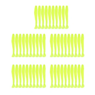 Bild av Mjuka Fiskedrag Set 50 St Stjärtgrub 5 Cm, Grub Maskbete, Plastfiske Bete T Svans Mask Beten Tillbehör 9 Färger (Gul)
