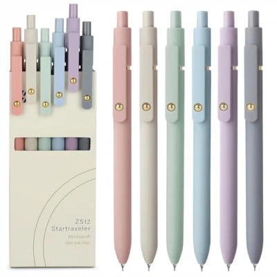 Bild av FIOVER Gelpennor, 6 st 0,5 mm fin spets svarta bläckpennor, släta skrivpennor för journaling, sjuksköterska estetiska söta pennor, skola kontor hemtillbehör, gåvor kvinnor och män (6