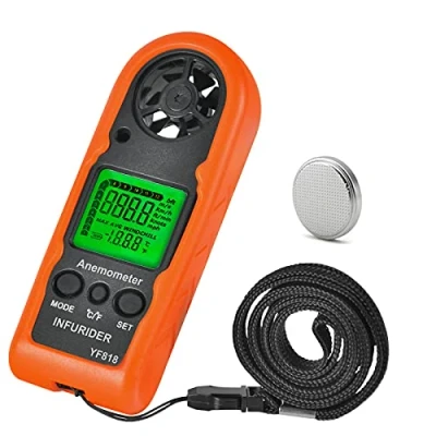 Bild av INFURIDER Digital Anemometer Handhållen, YF 818 Bakgrundsbelysning Vindhastighetsmätare Exakt Mätning av Vindhastighet &amp; Temperatur, med Wind Chill,MAX/MIN/AVG för Vindsurfing, Skytte, Fiske