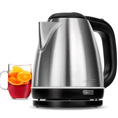 Bild av MPM MCZ 84M Bouilloire électrique 1 litre, acier inoxydable, sans BPA, résistance cachée, fil 360 câble, 1600 W
