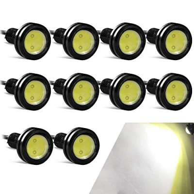 Bild av yifengshun 10 st superljusa 23 mm örnöga ljus LED varselljus DRL hög effekt 9 W dimljus backup markörlampor för bil, motorcykel, släpvagn 12 V (vit)