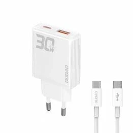 Bild av Dudao GaN 30W PD laddare USB C / A inkl 1m kabel Vit