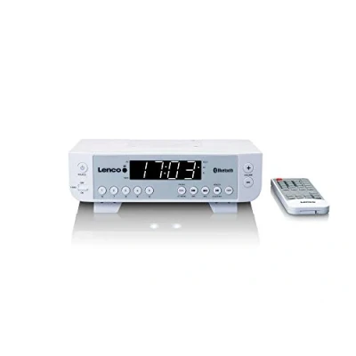 Bild av Lenco KCR 100 köksradio undermonterad radio med Bluetooth PLL FM mottagare 5 stationers minne LED belysning 2 x 1 watt RMS klocka timerfunktion fjärrkontroll vit