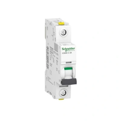 Bild av Schneider Electric A9F04102 skyddsbrytare ACTI9 IC60N 1P 2A C, egenskaper, vit