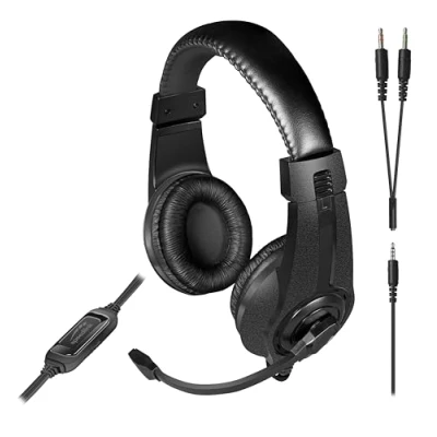 Bild av Speedlink LEGATOS Gaming headset med kabel lätt mikrofon och fjärrkontroll kabel, kompatibelt PC, PS5, PS4, Xbox, Switch, 3,5 mm jack inkl. Y adapter, svart