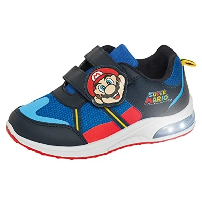 Bild av Super Mario Brothers pojkar lyser upp träningsskor barn Nintendo blinkande lampor sportskor, BLÅ, 10 UK Child