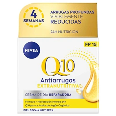 Bild av NIVEA Q10 Power anti rynk extra närande dagkräm (1 x 50 ml), koenzym ansiktskräm och arganolja, aging kräm med FP15 för torr hud