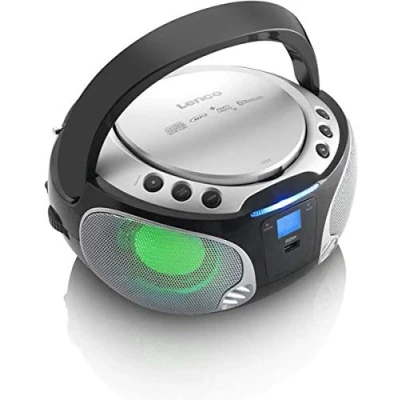 Bild av Lenco SCD 550 Portable FM Radio CD/MP3/USB/Bluetooth® player with LED lighting Silver