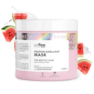 Bild av So!Flow Emolientowo proteinowa maska do włosów wysokoporowatych, 400 ml