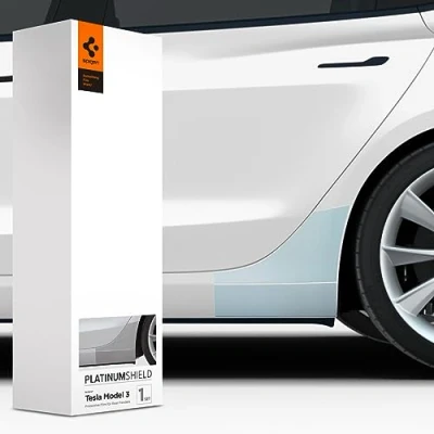 Bild av Spigen PlatinumShield Skyddsfolie för Wielkast Tesla Model 3 (2022 2025), 1 set (2 stycken höger och vänster skärm + skrapa rengöringsduk), Transparent.