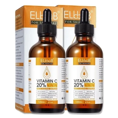 Bild av P Beauty Vitamin C Serum ansikte och E, hyaluronsyra &amp; salicylsyra Ansiktsserum anti rynkor ansiktsvård, hudvård för strålande hud Bio Vegan 2x120ml