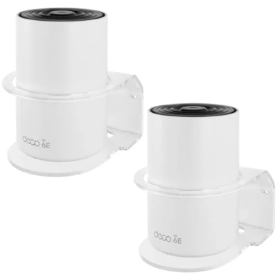 Bild av BECEMURU väggmonterad stativ hållare stabilitet akryl skyddande router skydd för TP Link Wifi Deco X20/X25/X50/X55/XE75/X60/X68/W3600 hela hemmet nät Wi Fi system (2 pack)