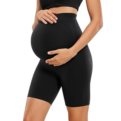 Bild av CRZ Yoga Kvinnor Butterleuse Korta Moderskap Leggings Graviditetsshorts Shorts Byxor 10cm / 15cm Svart M
