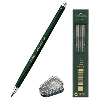 Bild av Faber Castell 139400 fallminstift TK 9400, Mintjocklek: 2 mm, hårdhet: valbar, Skaftfärg: grön + Ersatzminen und Minenspitzer b