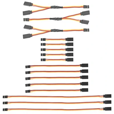 Bild av GTIWUNG 16 st JR stil servoförlängning, 12,7 x 3,5 cm servokablar, 5 6 tum 3 stift förlängningskabel; 7,5 30,5 servosel; 15,2 RC Y sele servosplitter kabel för radiostyrt flygplan