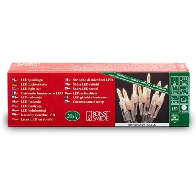 Bild av Konstsmide 6301 102 LED miniljuskedja/för inomhusbruk (IP20) VDE testad / 230 V inomhus/med strömbrytare/20 varma vita dioder/vit kabel, färgglad
