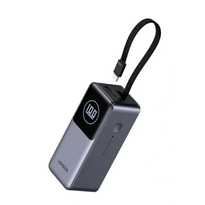 Bild av UGREEN Nexode Powerbank 20000mAh 100W supersnabb laddning, PD 3.0 integrerad USB C kabel, 1 A port, port kompatibel med iPhone 16/15 serien, Galaxy S25, Macbook, Dell Laptop och mer