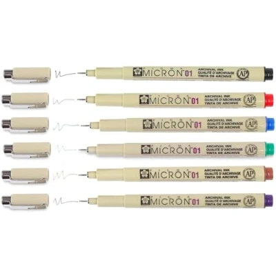 Bild av Pigma Micron 6 Fineliners 01 set med färger