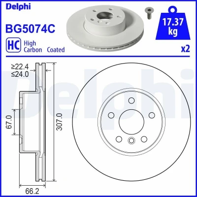 Bild av Bromsskiva DELPHI BG5074C