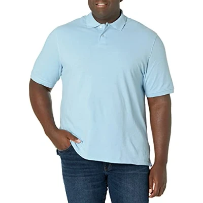 Bild av Amazon Essentials Men&#039;s Pikétröja i bomull med normal passform (finns Big &amp; Tall), Ljusblå, L